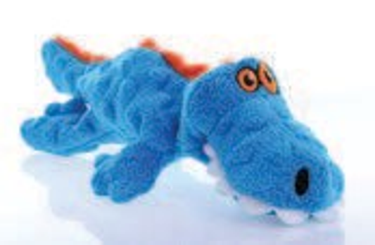 goDog Just For Me Gator w/Chew Guard Plush Dog Toy, Blue,