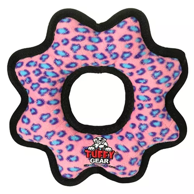 Tuffy Ultimate Gear Ring – Durable Pink Leopard Dog Toy, Large