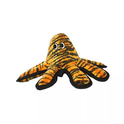 Tuffy Mega Octopus Durable Dog Toy – Tiger Print Orange & Black