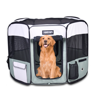 Jespet 61" Portable Soft Dog Playpen – Foldable Exercise Pen, Shale Green