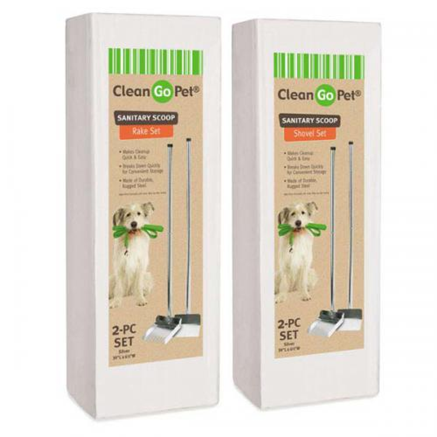 Clean Go Pet Sanitary Steel Poop Scoop Set – Shovel Style for Concrete