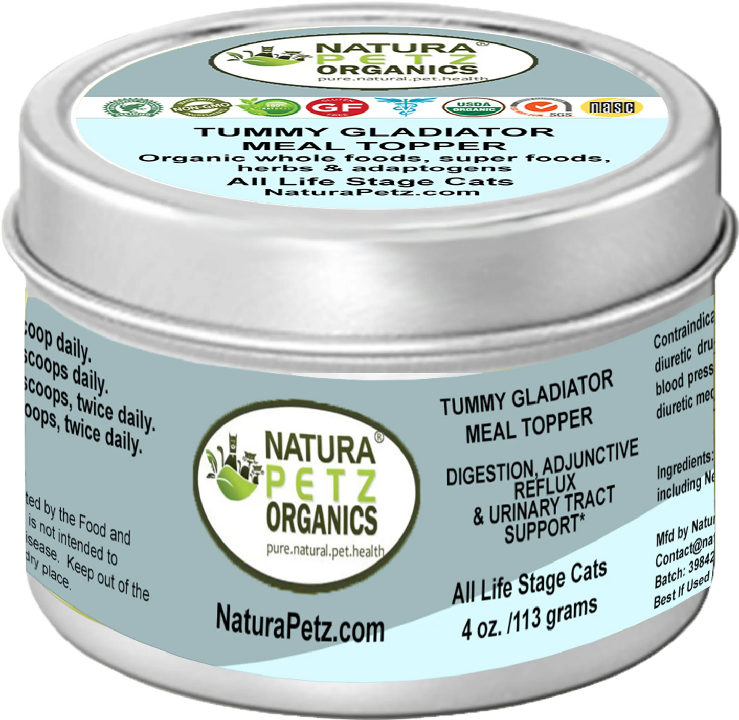 Tummy Gladiator Meal Topper - Digestion, Adjunctive Reflux for Cats, 4 Oz.