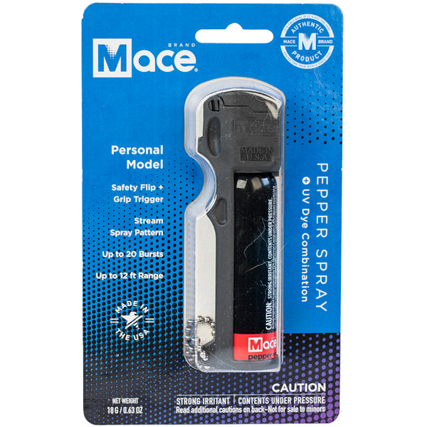 Mace Personal Pepper Spray with Keychain – Black UV Dye 18g Unit
