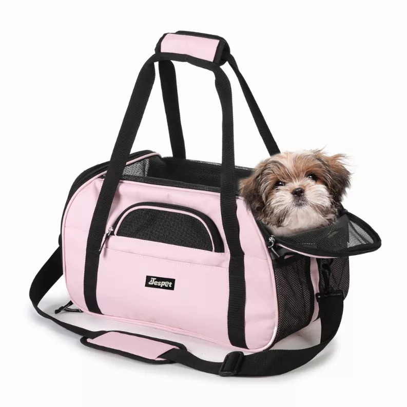 JESPET Soft-Sided Pet Carrier for Small Dogs and Cats, Pink, 17x9x11.5