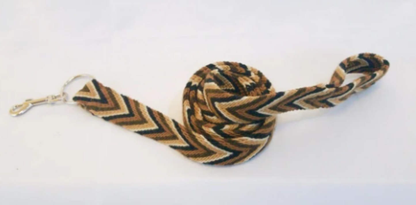 Brown Handmade Wayuu Pet Leash, 62" Long, Brown