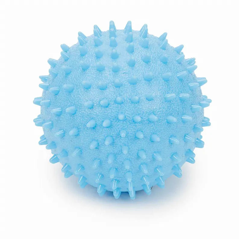Pet Edge DG Spiked TPR Ball Dog Toy with Bell - Durable Rubber Fetch Toy