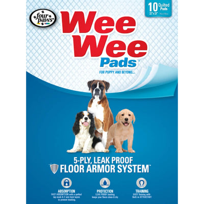 Four Paws Wee-Wee Puppy Training Pads | Leak Proof & Absorbent | 10 Pack