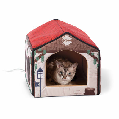 K&H Pet Products Heated Indoor Pet House – Tan Cat Cave & Dog Bed