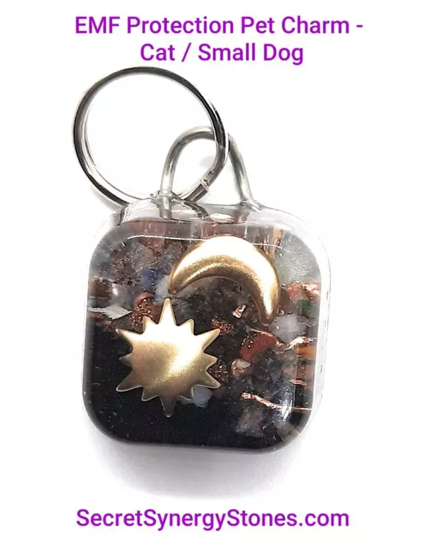 Secret Synergy Stone EMF 5G Protection Pet Charm | Shungite & Orgonite