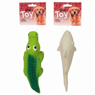 Digger's Latex Sea Monster Squeaky Dog Toy – Retro Gator & Shark 8.5"