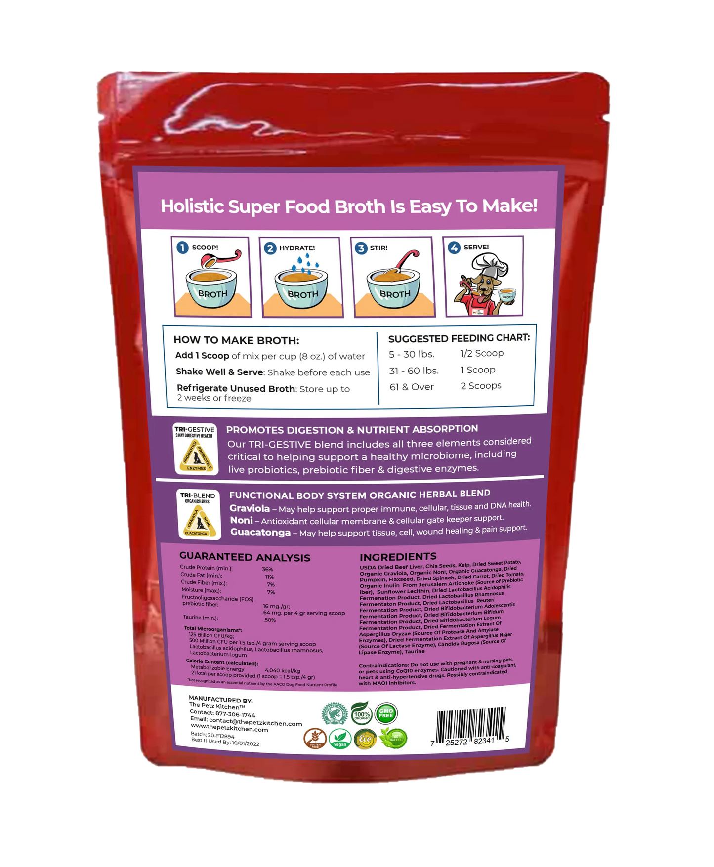 The Petz Kitchen Cellular Support Dog Broth – Pork Liver & Adaptogens