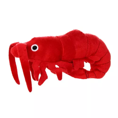 Mighty Jr Ocean Prawn Dog Toy – Durable Plush Interactive Tug Toy, Red