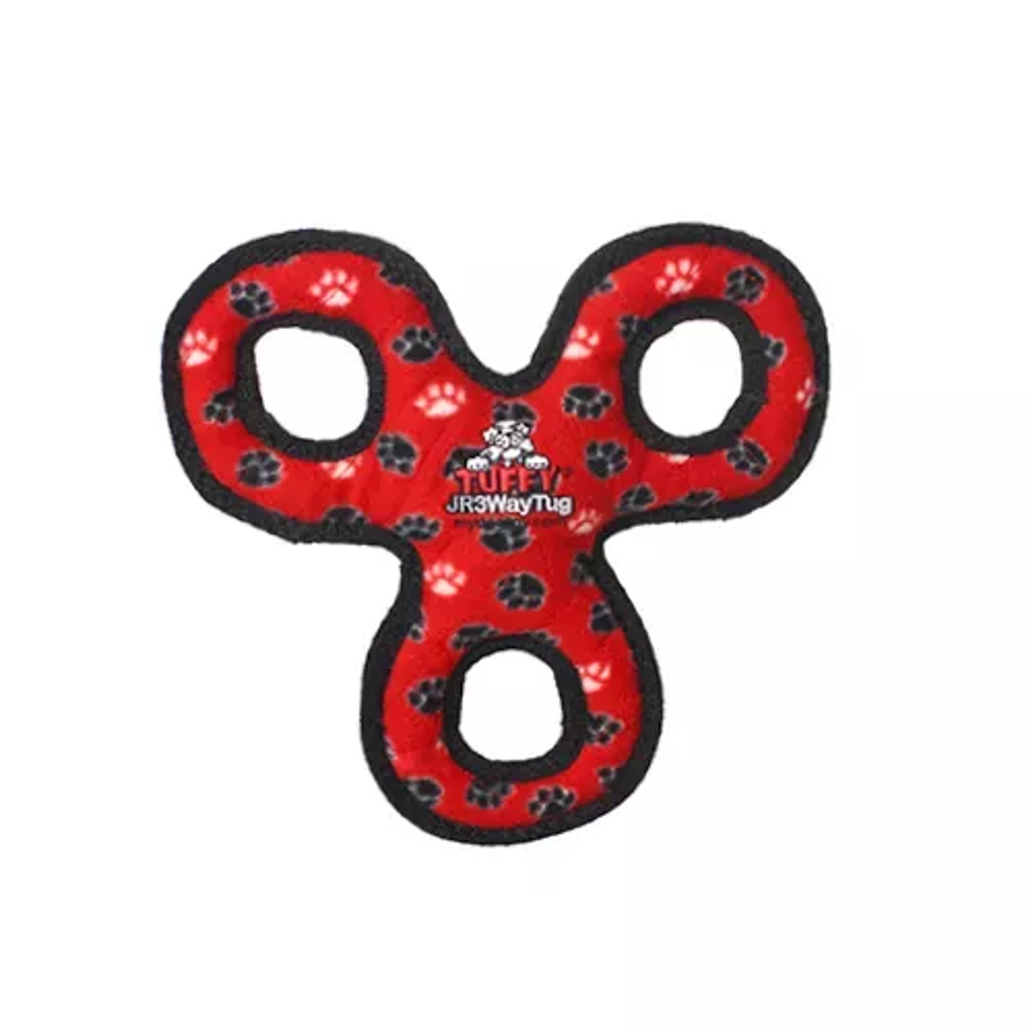 Tuffy Jr 3-Way Tug Dog Toy – Durable Red Paw Interactive Tug Toy