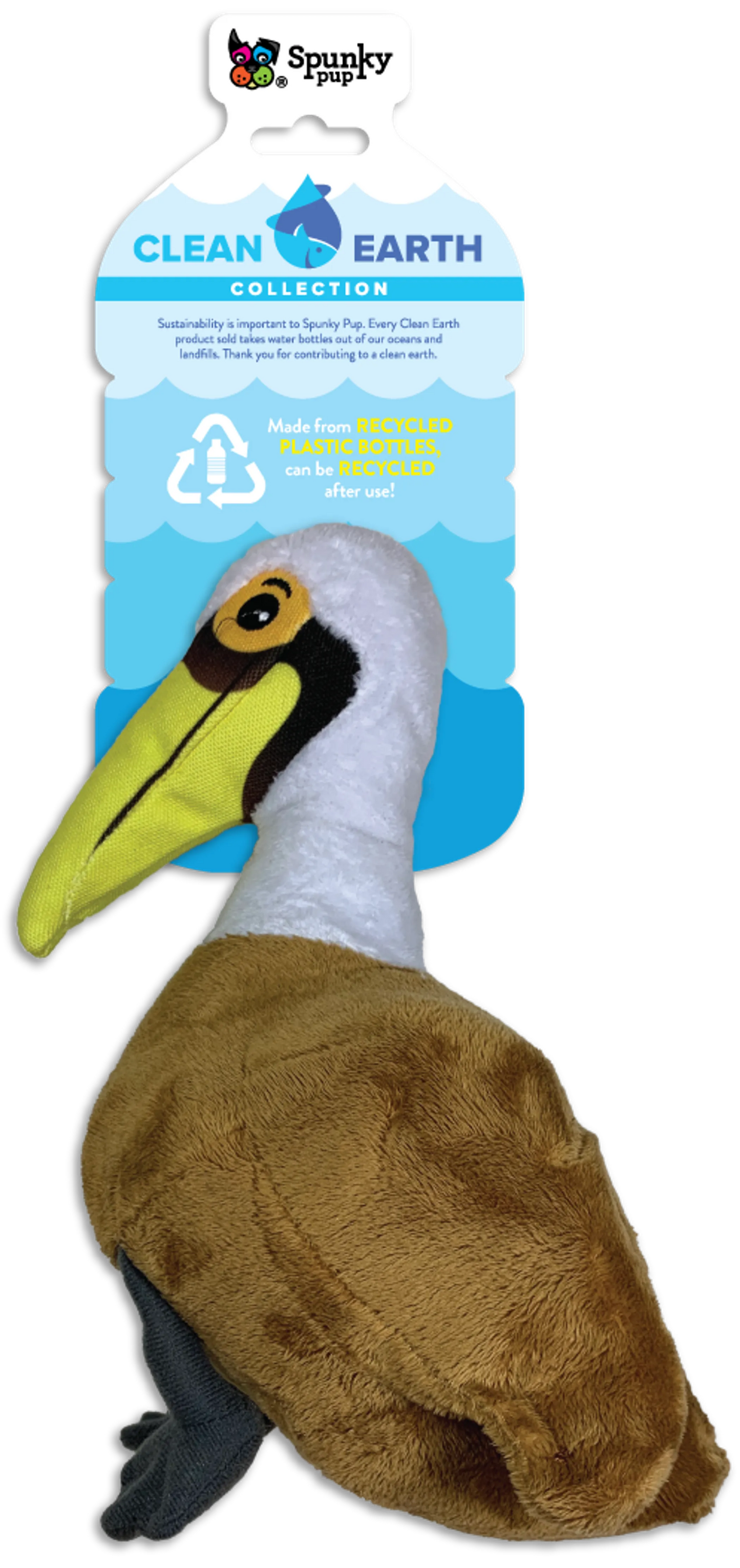 Spunky Pup Clean Earth Pelican Recycled Plush Dog Toy - Large