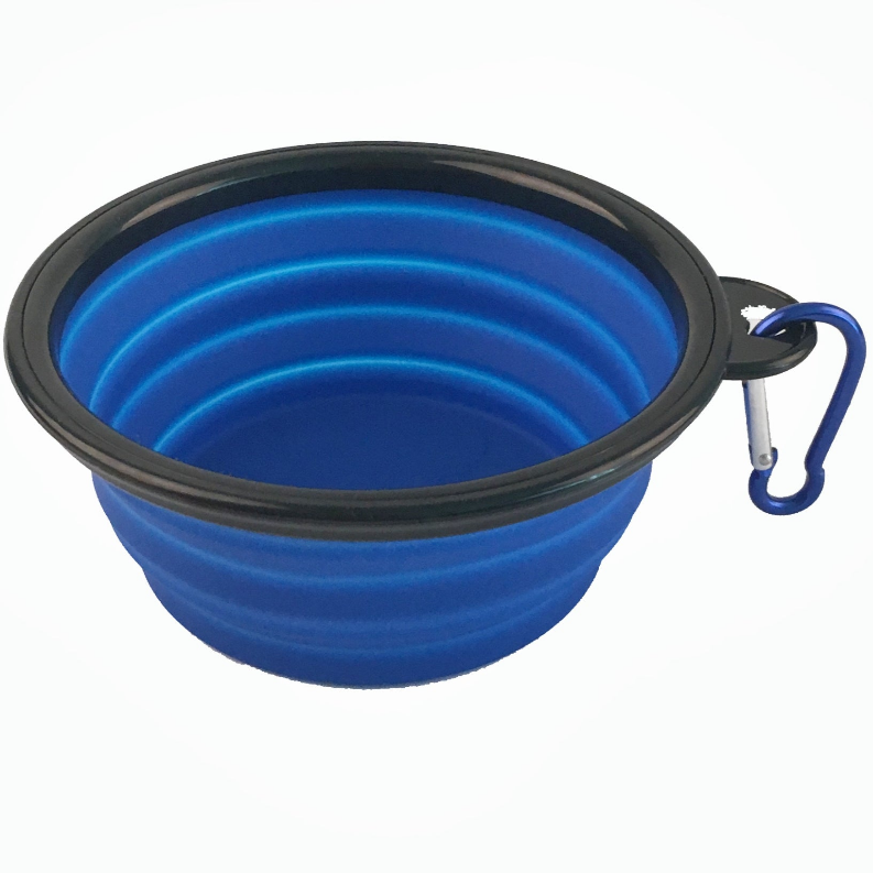 Single Blue Silicone Collapsible Travel Bowl, 12oz