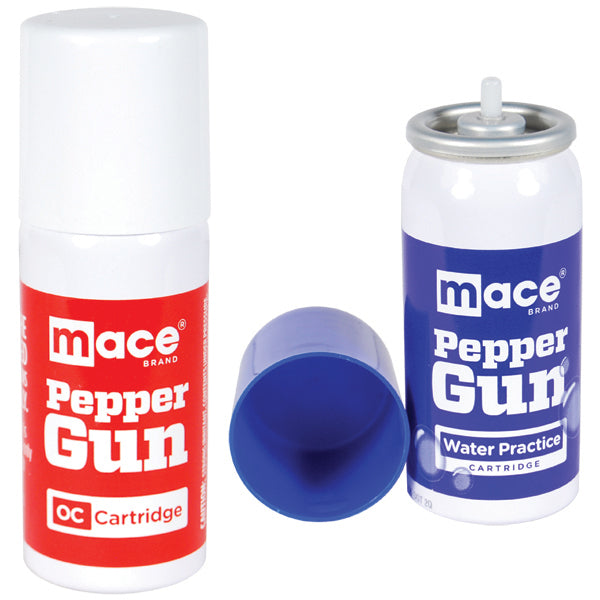 Mace Pepper Gun Refill Cartridges - 1 OC and 1 Water Practice Set