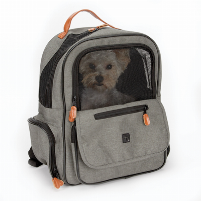 Cruising Companion On the Go Pet Carrier Backpack – Gray Denim Oxford