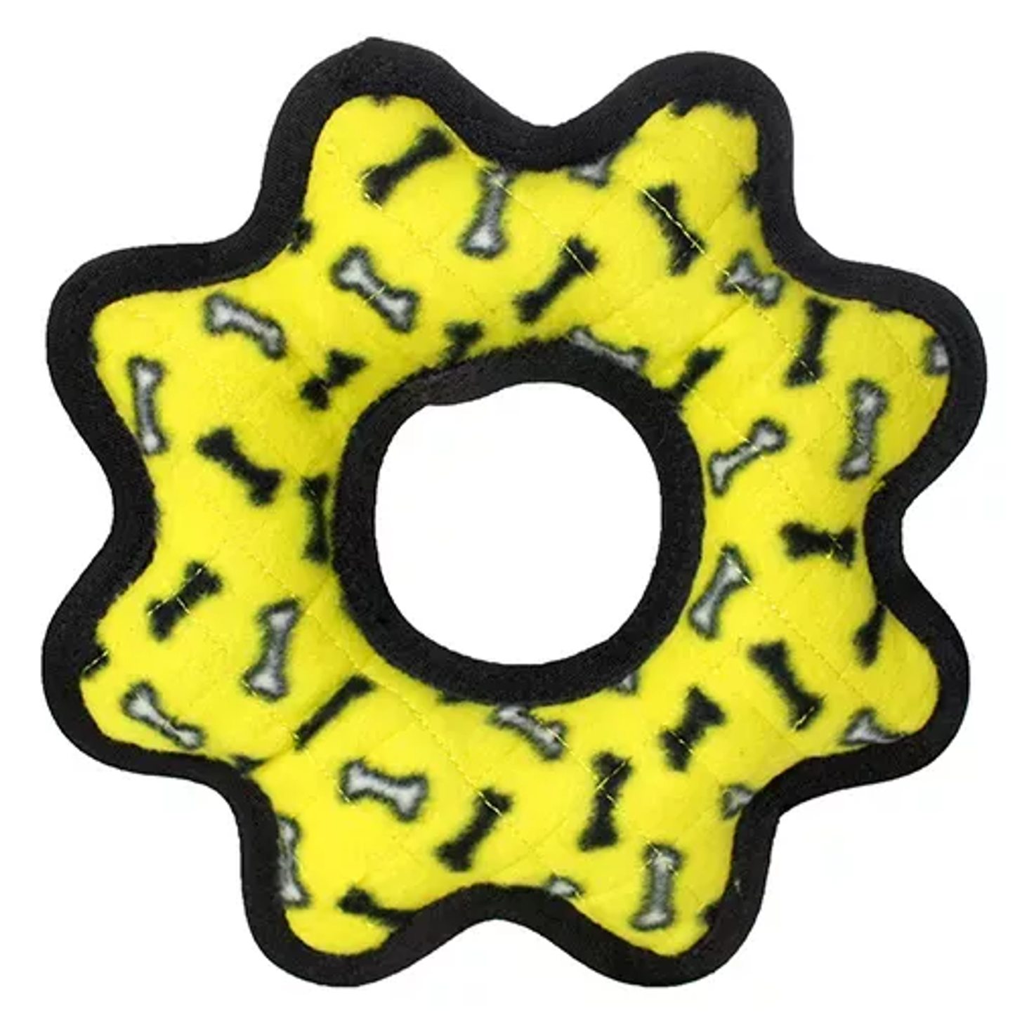 Tuffy Ultimate Gear Ring Durable Dog Toy – Yellow Bone – Large