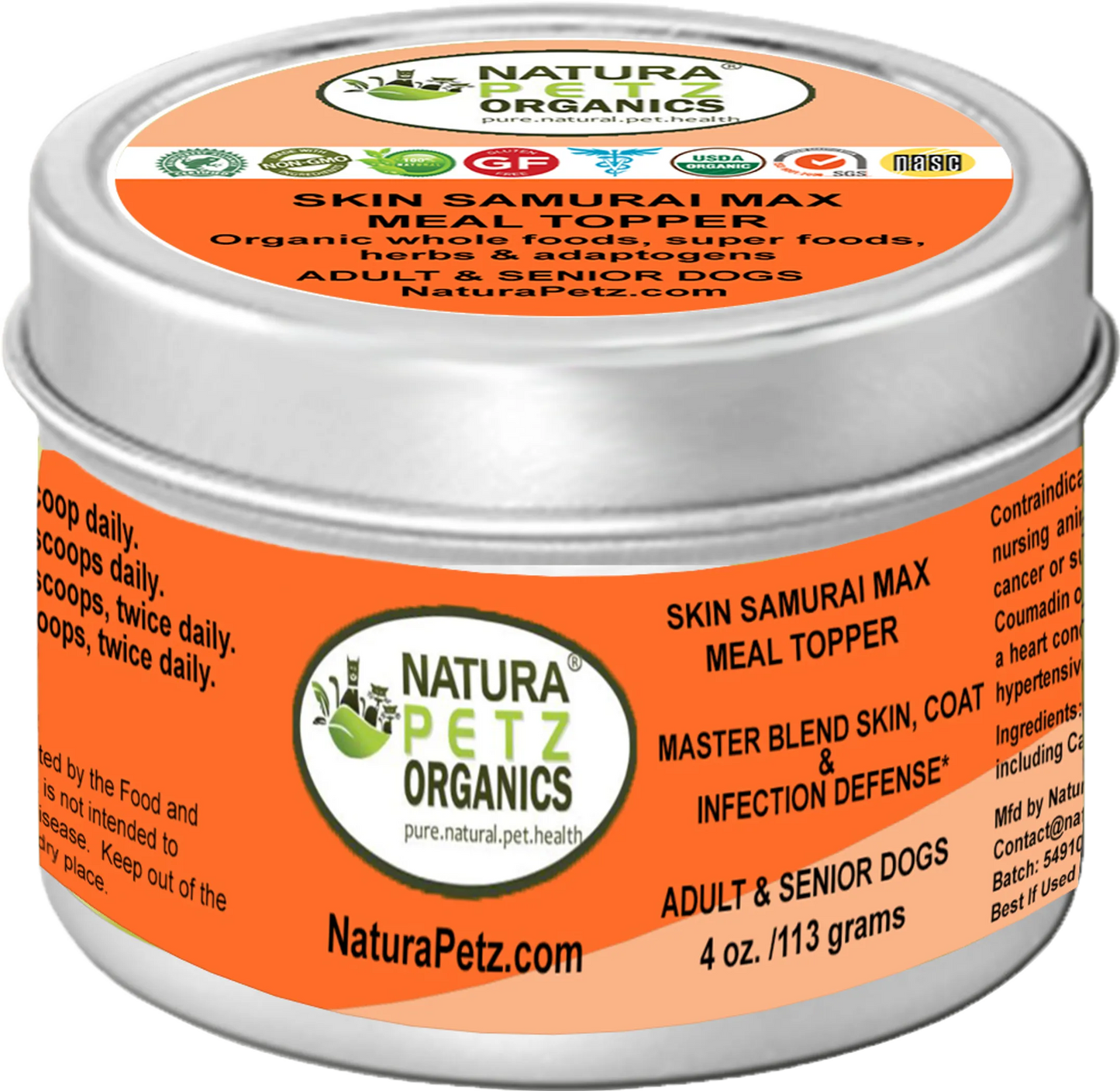 Organic Pet Systems Skin Samurai Max Meal Topper for Dog Skin & Coat, 4 Oz