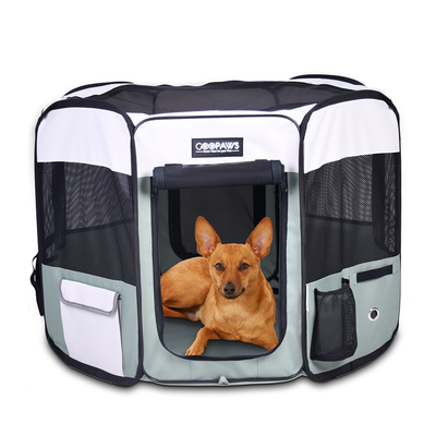 Jespet 36" Portable Soft Dog Playpen | Foldable Exercise Pen, Shale Green