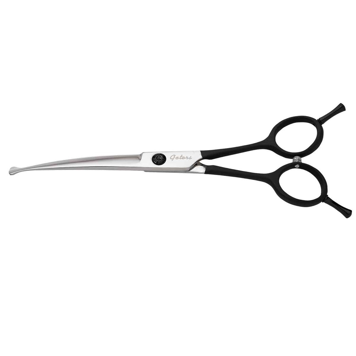 Geib Gator Trim 'n' Cut curved ball-tip shears, 6.5 inches, with black handles.