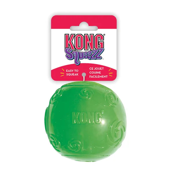 KONG Squeezz Ball - Durable TPR Rubber Squeaky Dog Fetch Toy