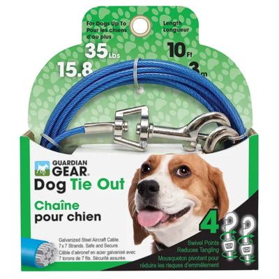 Guardian Gear Medium Dog Twin-Swivel Vinyl Coated Tie Outs - Choose Length
