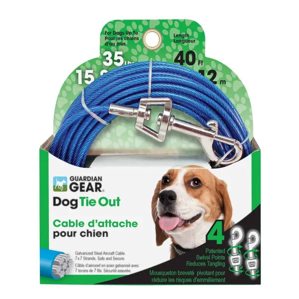 Guardian Gear Medium Dog Twin-Swivel Vinyl Coated Tie Outs - Choose Length