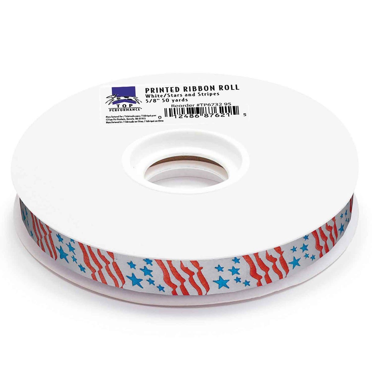 TP Ribbon 50yds Wht/Stars & Stripes