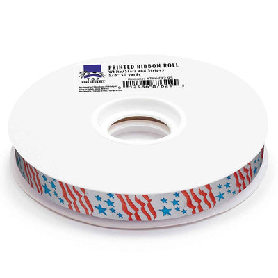 TP Ribbon 50yds Wht/Stars & Stripes