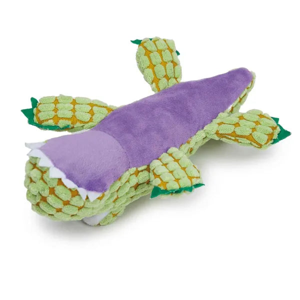 Zanies Corduroy Croc Dog Chew Toy - Durable Squeaky Plush