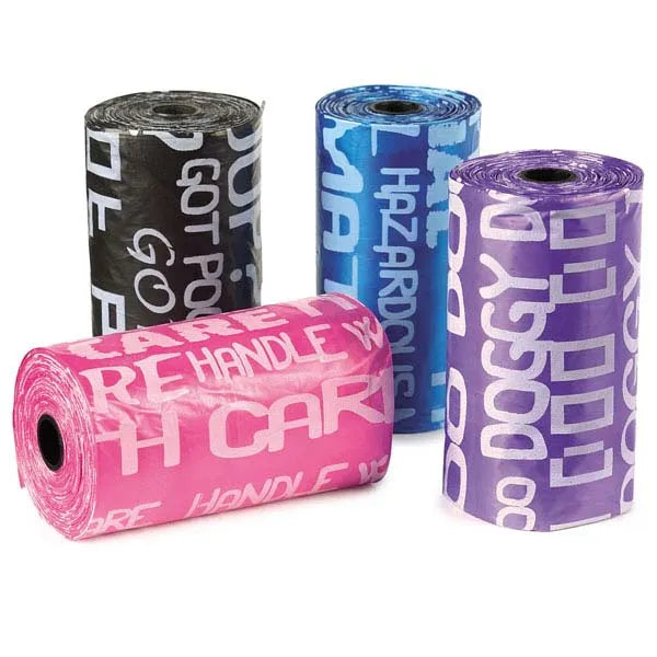 Pet Edge Clean Go Pet Waste Bags – 8 Rolls Leak-Proof Graffiti Print