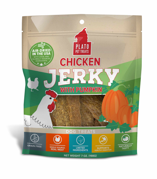 Plato Pet Treats Chicken Jerky with Pumpkin, 7oz