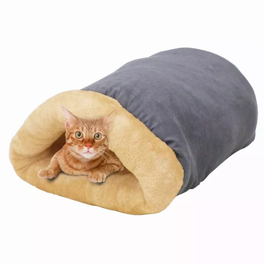 GOOPAWS 4 in 1 Self Warming Burrow Cat Bed Sleeping Cave, Grey