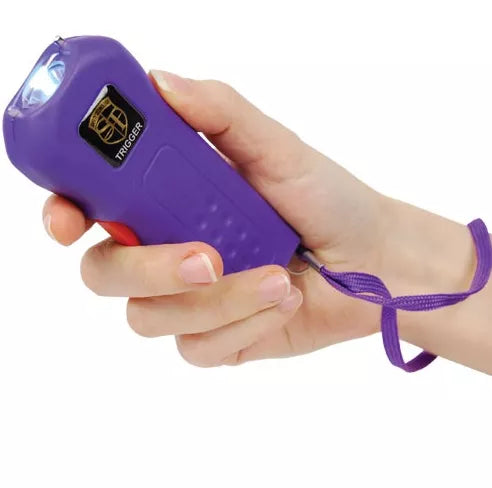 Safety Technology Trigger 75M Stun Gun Flashlight with Disable Pin, Purple