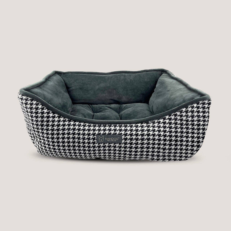 NANDOG Houndstooth Micro Plush Reversible Pet Bed,