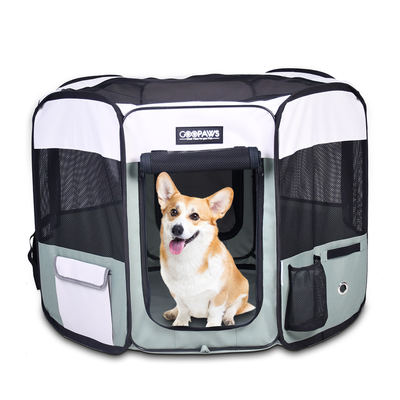 Jespet 45" Portable Soft Dog Playpen | Foldable Exercise Pen, Shale Green
