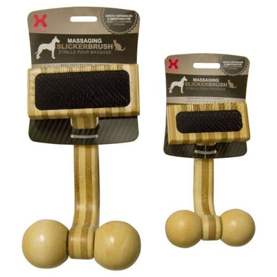 Hugs Pet Products Bamboo Massaging Slicker Brush - Large Brown