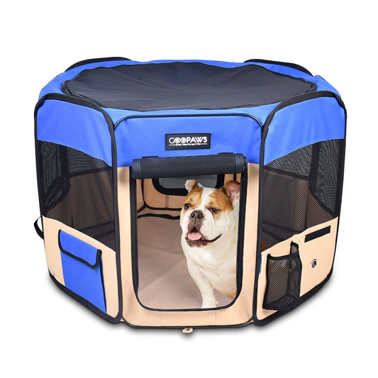 JESPET Pet Dog Playpens 61" Portable Soft Exercise Pen, Blue