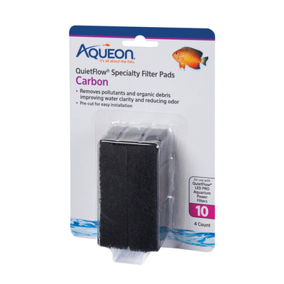 Aqueon Replacement Carbon Filter Pads for QuietFlow Size 10 | 4 Pack