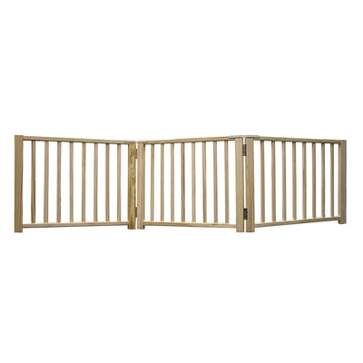 Four Paws 3-Panel Folding Freestanding Wood Pet Gate, 24-68" Wide
