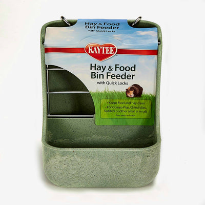 Kaytee Hay & Food Bin Feeder with packaging on a white background