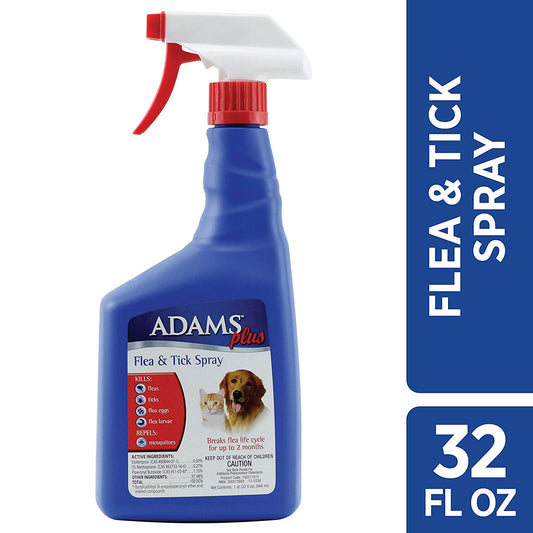 Adams Plus Flea and Tick Spray for Dogs and Cats with IGR – 32 oz