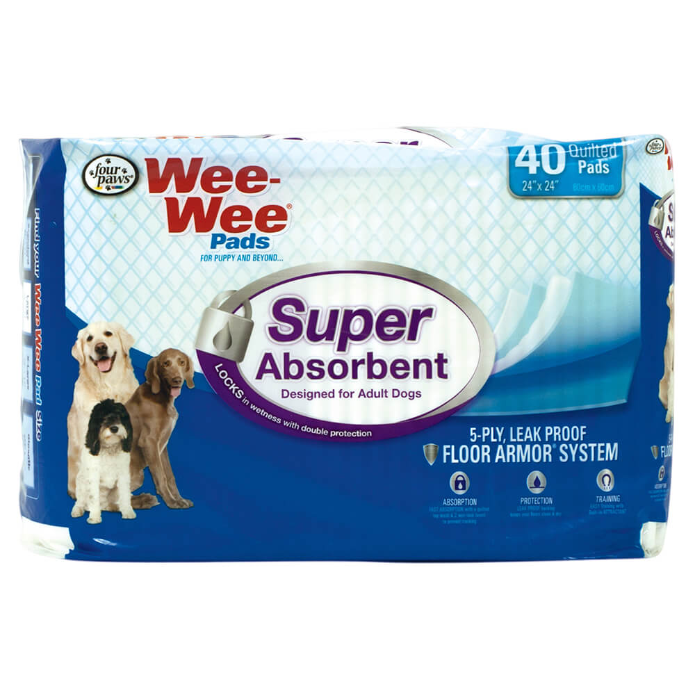 Four Paws Wee Wee Pads | Super Absorbent 5-Ply Dog Training Pads, 40 Count