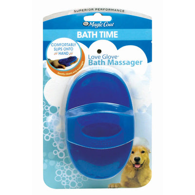 Four Paws Magic Coat Love Glove Bath Massager – Blue Rubber Pet Brush