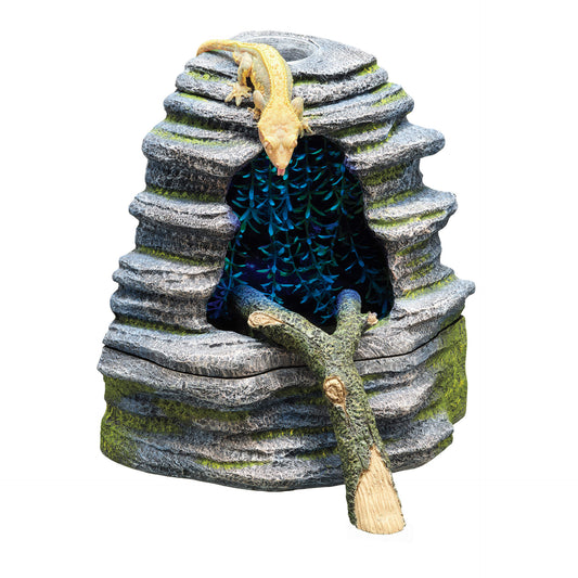 Zilla Spring Cave Reptile Water Source with LED Light and Feeding Dish