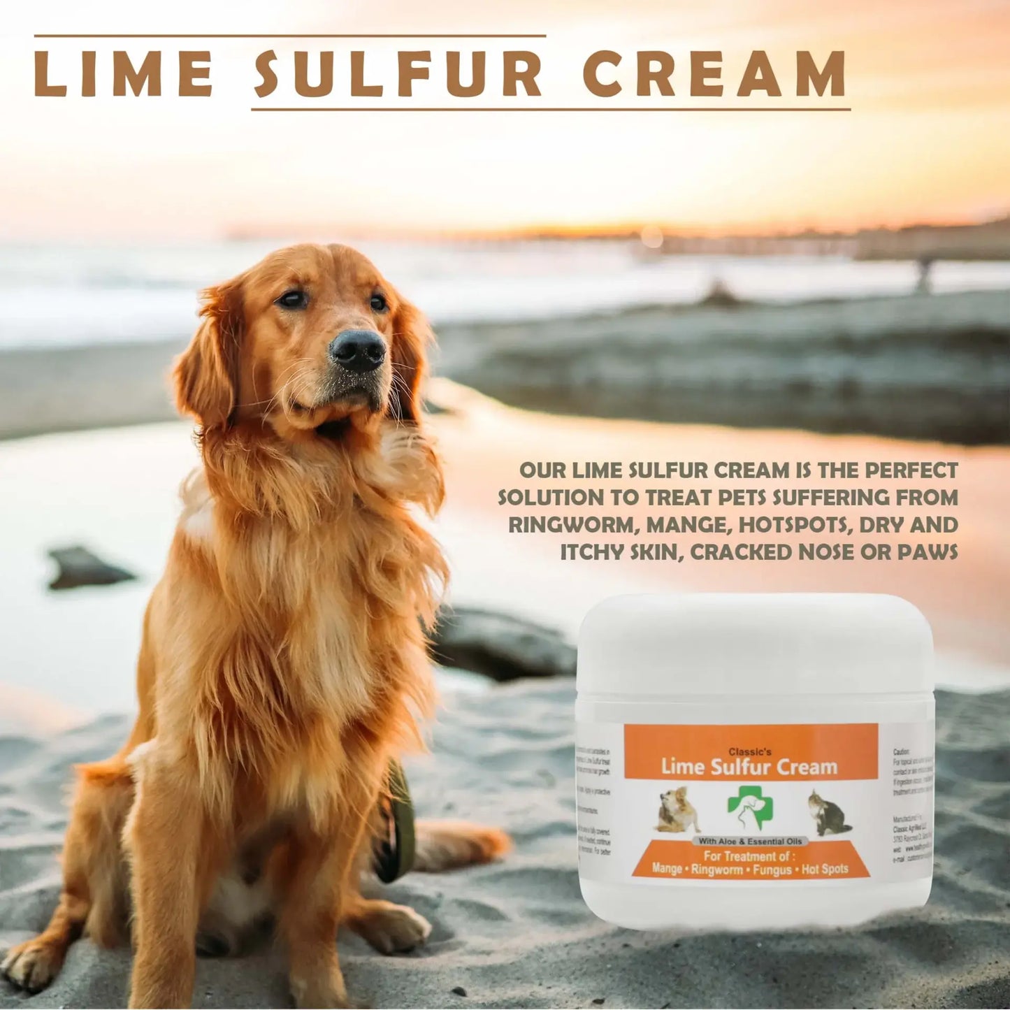 Healthy Paw Life Lime Sulfur Pet Skin Cream for Ringworm and Itchy Skin 2 oz