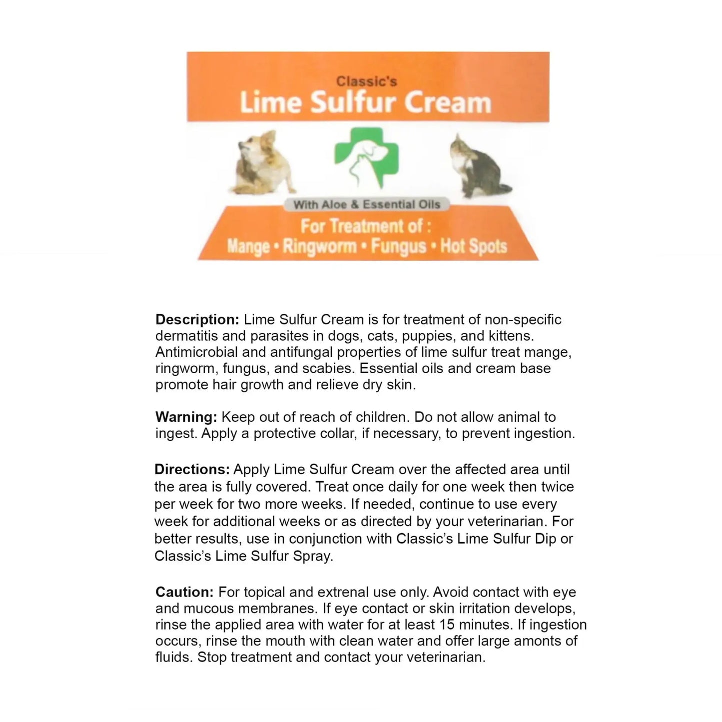 Healthy Paw Life Lime Sulfur Pet Skin Cream for Ringworm and Itchy Skin 2 oz
