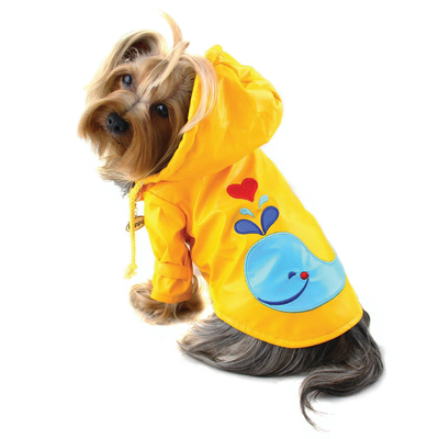 Klippo Splashing Whale Dog Raincoat – Cotton Lined Waterproof Coat