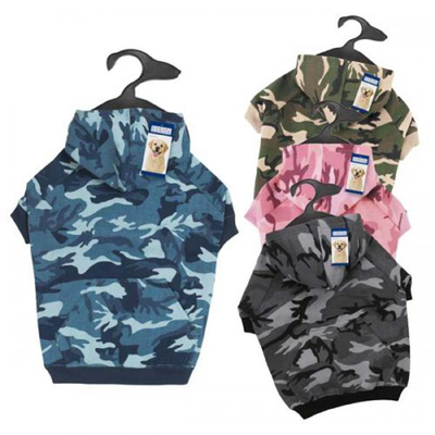Pet Edge Casual Canine Camo Dog Hoodie – Green Poly-Cotton Sweatshirt